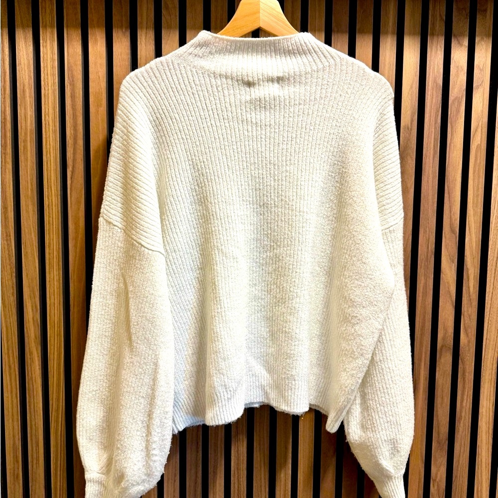 Elegant White Women's Mock Turtleneck Sweater - Picture 2 of 4